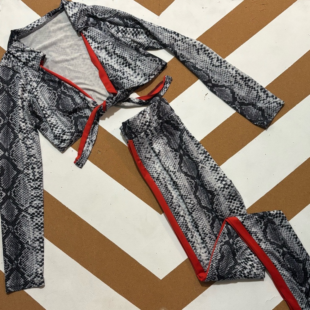 Snake print crop outfit
